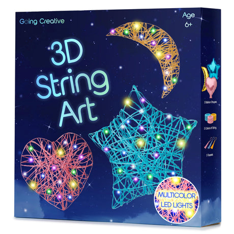 Going Creative 3D String Art Kit for Kids Ages 6-12 – Light-Up DIY Craft Kit with LED Lights, Tassels & Wall Mount – Fun Arts & Crafts Gift for Girls & Boys, STEM Toy, Screen-Free Activity Going Creative