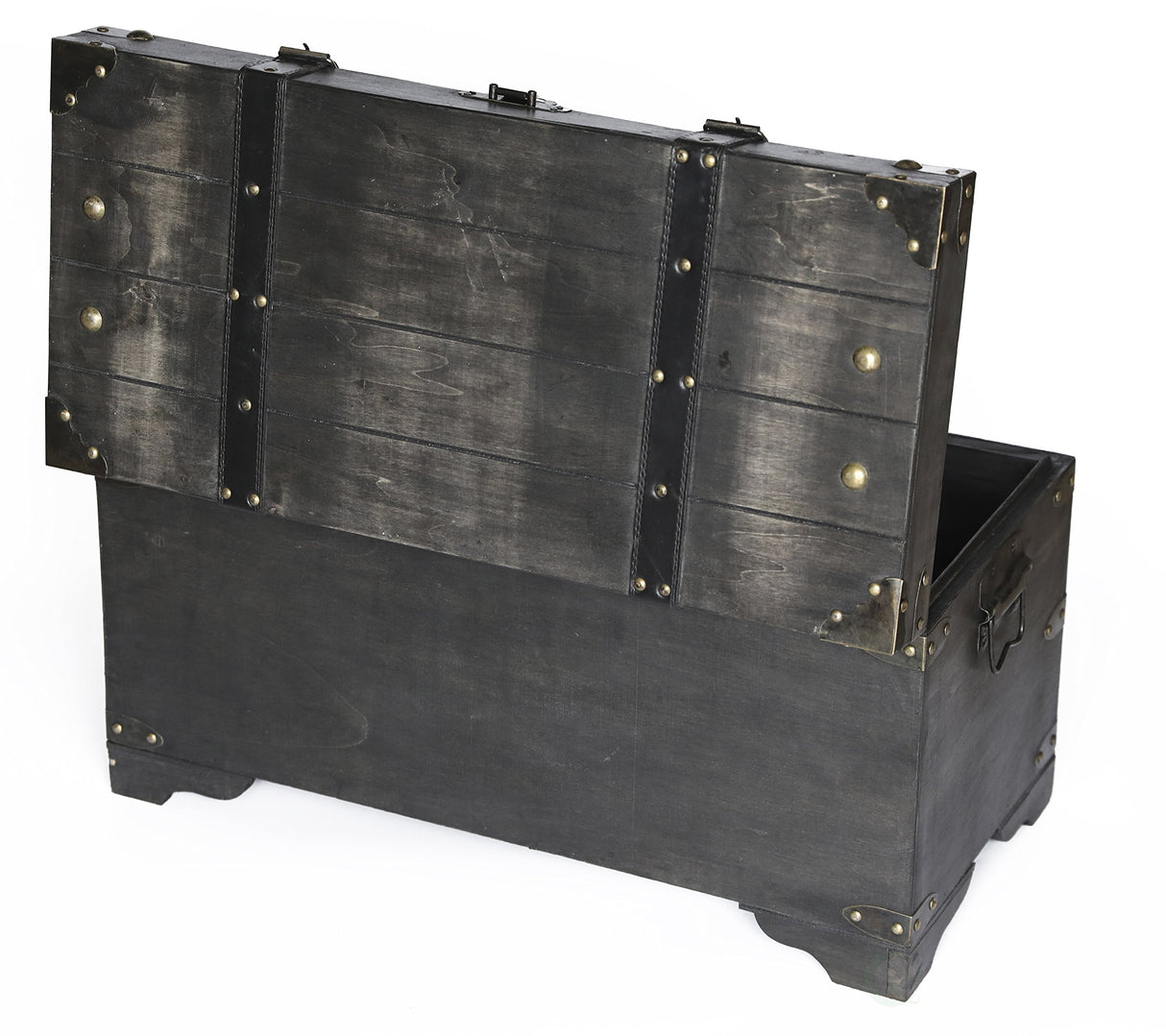 Vintiquewise Distressed Black Medium Wooden Storage Trunk Vintiquewise