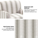 DREAMSIDEA Accent Chair, Mid Century Modern Comfy Armchair for Living Room, Linen Fabric Single Sofa Lounge for Reading Bedroom Apartment Waiting Room with Wood Legs (Brown Stripe, Set of 1) DREAMSIDEA