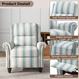UIXE Pushback Recliner Chairs Set of 2, Fabric Armchair Push Back Accent Chair, Rivet Trim Club Chair Home Theater Overstuffed Single Sofa Reading Seat for Living Room, Stripe Blue UIXE