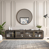 BELLEZE 83" TV Stand for TVs up to 85", Modern TV Cabinet & Entertainment Center with Shelves, Wood Storage Cabinet for Living Room or Bedroom - Brixston (Brown) BELLEZE