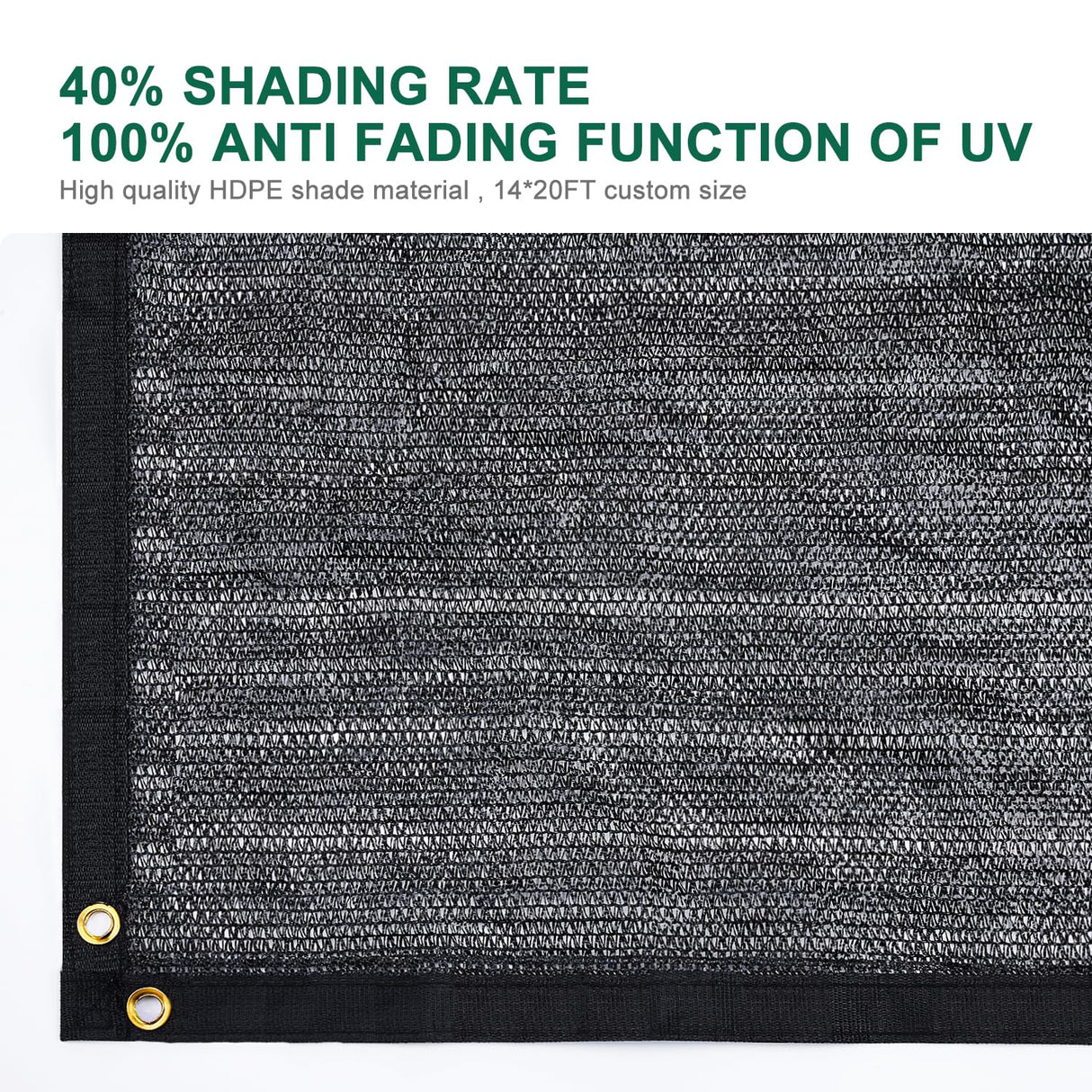 Kesfitt Garden 40% Shade Cloth, Resistant Sun Shade Net 14x20FT Mesh Tarp with HDPE Material and Reinforced Grommets Shade Trap for Greenhouse, Plant, Pergola, and Backyard Patio Sunshade Kesfitt