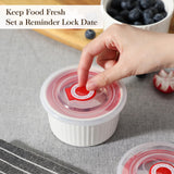 MALACASA Ramekins with Lids 8 oz - Set of 6, White Porcelain Creme Brulee Souffle Ramekins with Covers, Ceramic Custard Cups for Baking, Dishwasher and Oven Safe, Series RAMEKIN-DISH MALACASA