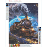 GDYEEH DIY Fantasy Train 5D Diamond Art Kits, Round Full Drill Sparkling Starry Sky Diamond Painting Picture, Steam Train Painting by Numbers Art Kits for Adults Beginners Home Wall Decor 12x16 inch GDYEEH