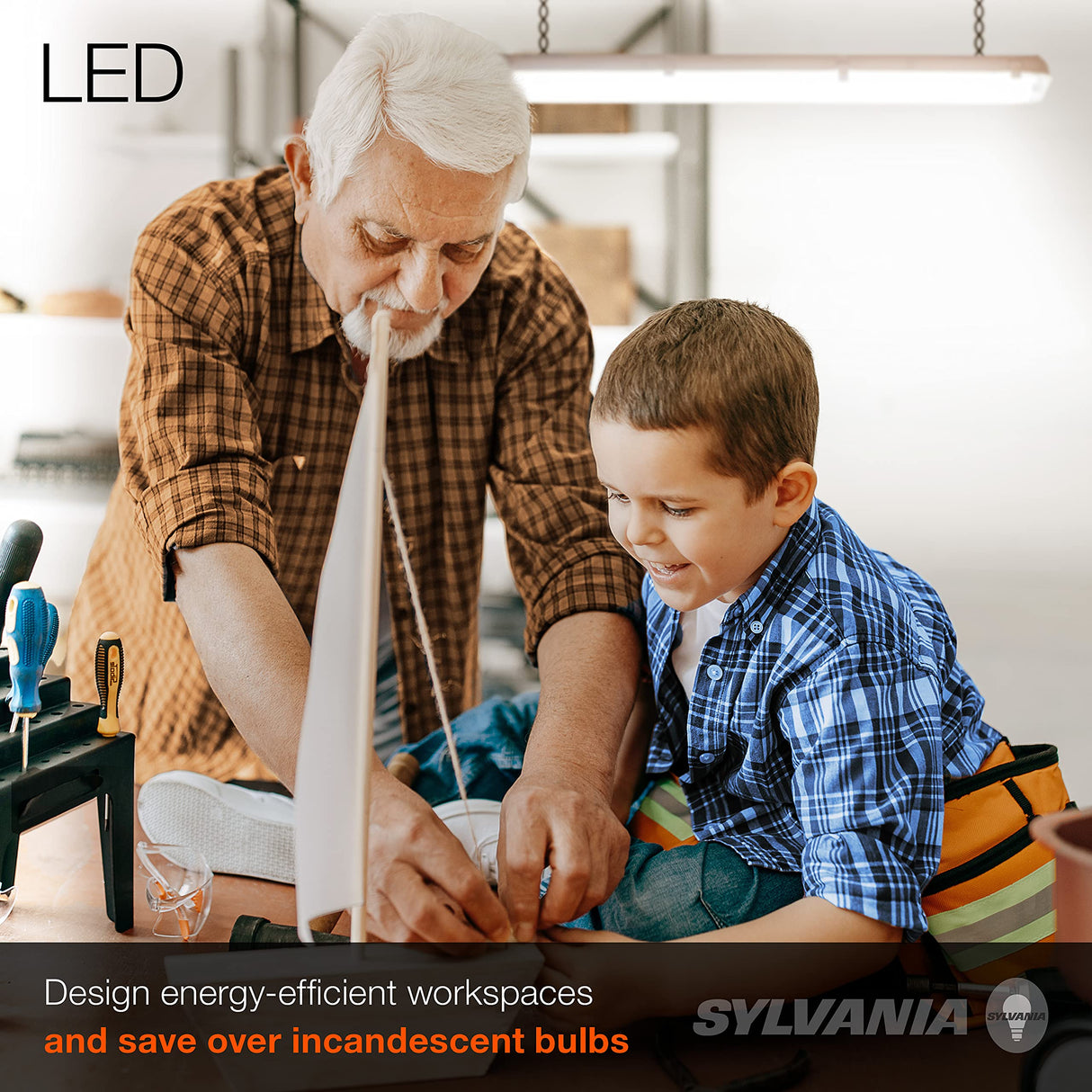 SYLVANIA LED Utility Shop Light Ceiling Fixture with Light and Pull Chain, 250W Equivalent, Efficient 30W, Cool White - 1 Pack (61452) LEDVANCE