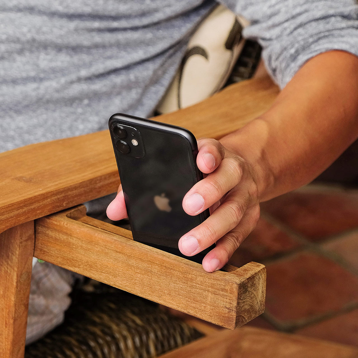 Cambridge Casual Auburn Padded Upholstered Outdoor Adirondack Chair, Teak Wood and All-Weather Wicker Cambridge Casual
