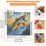 CEOVR Fishing Diamond Painting Kits, Fish Diamond Art Dots for Adult Beginner, 5D Full Drill DIY Landscape Crystal Gem Art, Adult Crafts Kits Arts and Crafts, Wall Decor for Home Office 12x12in CEOVR