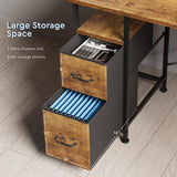 Maihail L Shaped Desk with Shelves,Reversible Computer Desk with LED Lights and Charging Station,Home Office Corner Desk with Monitor Stand,Brown2 Maihail