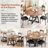 Round Dining Table Set for 4, Kitchen Table and Chairs for 4, Circle Table Round Pedestal Dining Room Dinner Dinette Table Set,5 Piece Space Saving Wood Kitchen & Dining Room Tables (Vintage, 42In) Jocoevol
