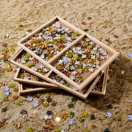 Buffalo Games - Wood Puzzle Table - 1000 Piece Size - Jigsaw Puzzle Accessory - Storage Drawers with Dividers for Pieces - Preassembled in Box Just Add Handles Buffalo Games