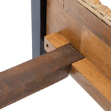 SAFAVIEH Home Collection Finola Coastal Braided Rattan Legs Queen Size Bed BED8002A-Q, Natural/Espresso SAFAVIEH