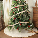 LimBridge Knitted Christmas Tree Skirt: 48 Inches Cream White Tree Skirt, Braided Cable Knit Thick Rustic Christmas Tree Decorations, Farmhouse Christmas Decor Xmas Holiday Home Party Decorations LimBridge