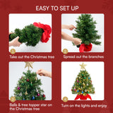 Joiedomi 24"/2FT Mini Christmas Tree Tabletop Set with Clear LED Lights, Artificial Mini Christmas Tree with Star Treetop and Hanging Ornaments, Best DIY Xmas Decorations Joiedomi