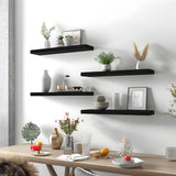GXYAWPJ Wood Floating Shelves for Wall, Rustic Black Wall Shelves for Bedroom, Set of 4 GXYAWPJ