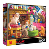RoseArt - Kodak Premium - Kittens by The Fireplace - 3000 Piece Jigsaw Puzzle for Adults RoseArt