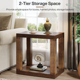 Tribesigns End Table for Living Room, 2-Tier Rectangle Side Table with Storage Shelf, All-Wood Sofa Side Table, Farmhouse Bedside Table for Bedroom, Rustic Brown Tribesigns