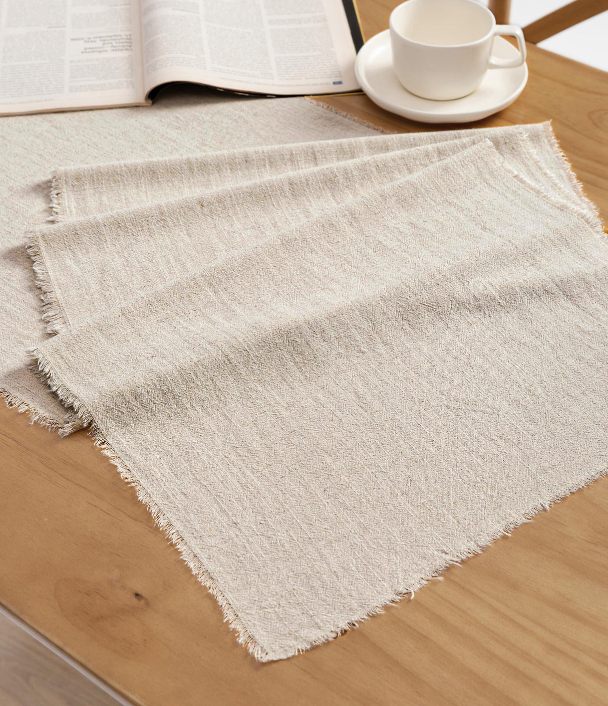 Vitalizart Beige Table Runner 14 x 72 Inches Long Slub Texture Cotton Linen Table Runner for Rustic Home Decorations Dining Room Wedding Decor Reception Bridal Shower Thanksgiving Christmas Vitalizart