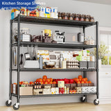 Heavy Duty Shelving, 76.2" H Garage Shelving Unit with Wheels, 4-Tier Garage Storage Shelves Metal Shelves Rack, Adjustable Industrial Shelving for Warehouse Storage, 60" W x 24" D x 76.2" H, Black GIOTORENT