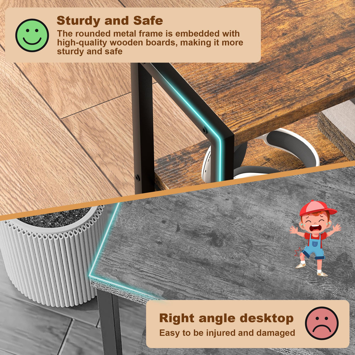 Small Narrow Side Table with Drawers, Skinny End Table for Small Spaces, Slim Nightstand with Storage, Sofa Bedside Table in Living Room, Bedroom, Study, Kitchen and Balcony (Rustic Brown) Homedawn