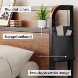 Maenizi 16 Inch Twin XL Bed Frames with Wood Headboard, Storage Bed Frame Twin XL No Box Spring Needed, Noise Free, Mahogany Maenizi