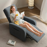 GarveeHome Linen Fabric Manual Recliner Chair, with Side Pocket, High Backrest, Thick Cushion, Adjustable Push Back Recliner,Cozy Lounge Chair for Living Room, Home Theater, Bedroom, Dark Gray GarveeHome