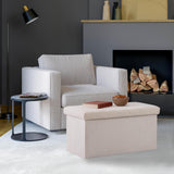 Seville Classics Cushioned Fabric Ottoman Hidden Storage Chest Footrest Chair, Padded Seat for Bedroom, Dorm, Loft, Living Room, Entryway, Hallway, White Boucle, 30" Bench Seville Classics