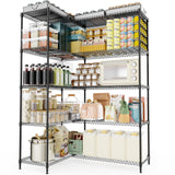 M MZG 5 Tiers Storage Shelves Load 1500LBS, Metal Shelving Wire Metal Shelving Unit Shelves for Storage Adjustable Garage Shelving for Pantry Kitchen Garage Black 15.8" D x 33.5" W x 70.5" H M MZG