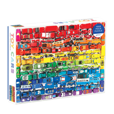 Galison 1000 Piece Rainbow Toy Cars Jigsaw Puzzle for Families and Adults, Finished Puzzle is a Unique Rainbow Image, Photo Art Puzzle Includes Varying Colors and Sizes of Toy Cars, Multicolor Galison