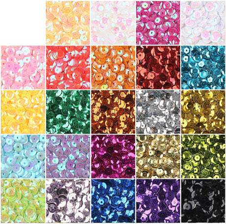 CCINEE 16000PCS Loose Sequins Bulk, 6MM Rainbow Round Cup Sequins for Sewing Embroidery Easter Egg Craft Nails Art Decorations CCINEE