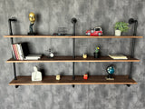 HDDFER Floating Shelves 70 inch Wall Bookshelf Industrial Pipe Shelving Shelves Real Wood Planks Rustic Wall Shelves Hanging Bookshelves Farmhouse Kitchen Bar Shelving HDDFER