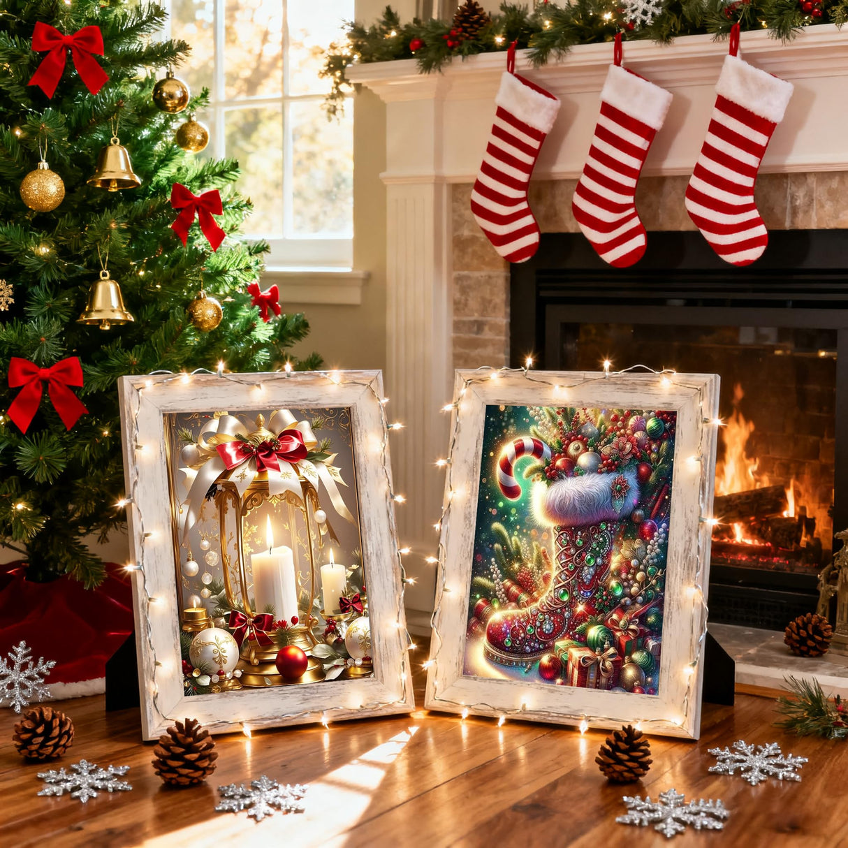 TCDZMYGS 6 Pack Christmas Diamond Art Kits for Adults - Winter Diamond Painting Kits for Adults,5D Round Full Drill Gem Art for Adults DIY Paint by Diamonds Dots for Home Wall Decor 14x14-12x16inch TCDZMYGS