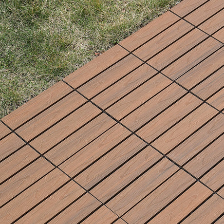 PURE ERA Wood Composite Interlocking Floor Deck Tiles Indoor Outdoor Use 12"x12" (10Pcs, 10 sq. Ft, Light Brown Maple Wood Pattern) - Great Upgrade to Patio Backyard Pathway PURE ERA