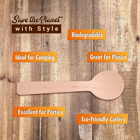 Disposable Wooden Spoons – 110 Pack 3.9 Inch Mini Wooden Spoons, Biodegradable Spoons Sample Spoons DUIDO