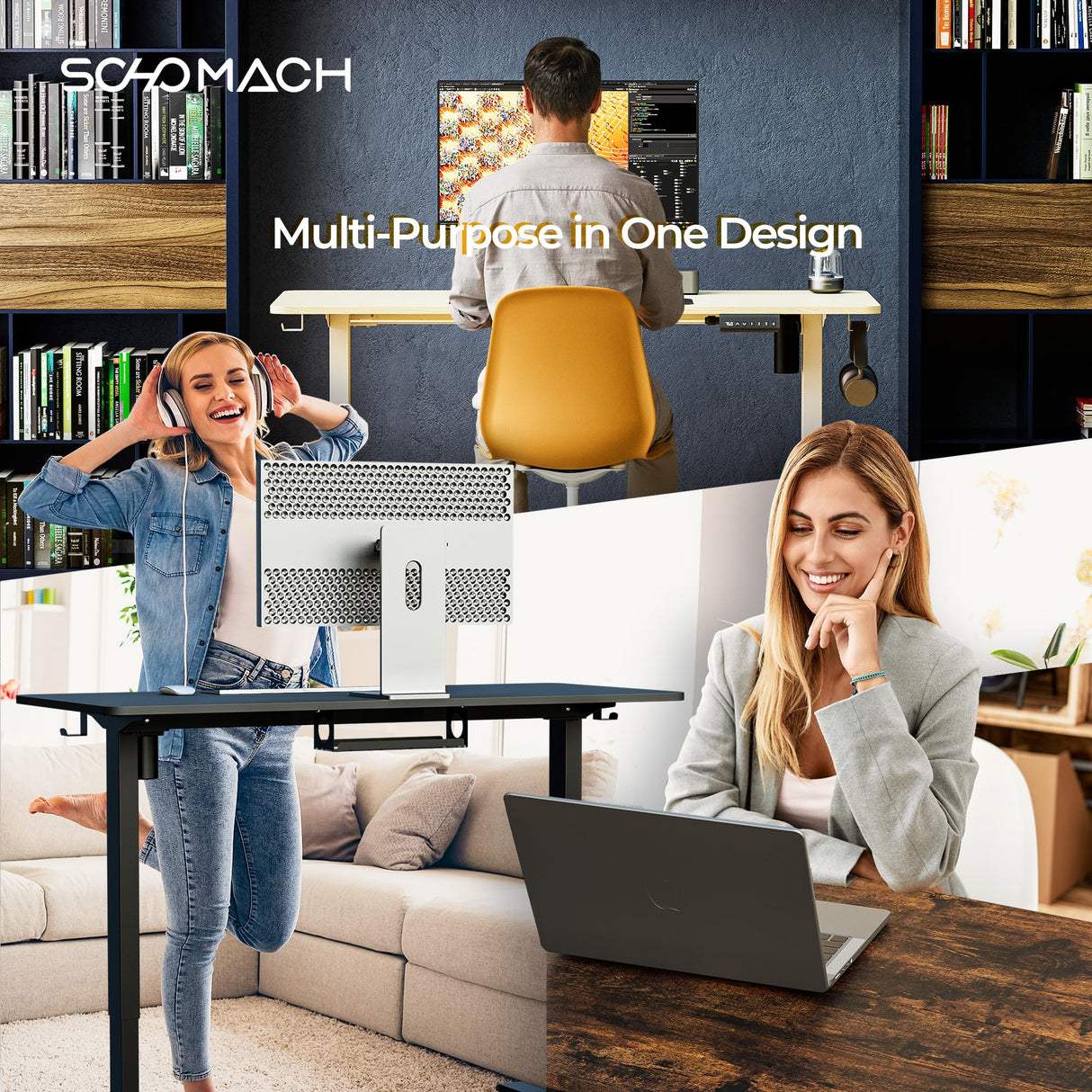 SOHOMACH Electric Standing Desk - Adjustable Height with Memory Preset, 55 x 24 Inches Ergonomic Design Stand Up Home Office Standing Desk SOHOMACH
