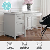 Martha Stewart Hutton Shaker Style Home Office Desk with Storage in Gray with Brushed Nickel Hardware Martha Stewart