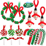 40PCS Christmas Crafts for Kids Beaded Ornament Kit - Including 10 PCS Snowman,12 PCS Wreath,8PCS Candy Cane,10PCS Lollipop, Xmas Holiday Party Tree Favor Decorations luck sea