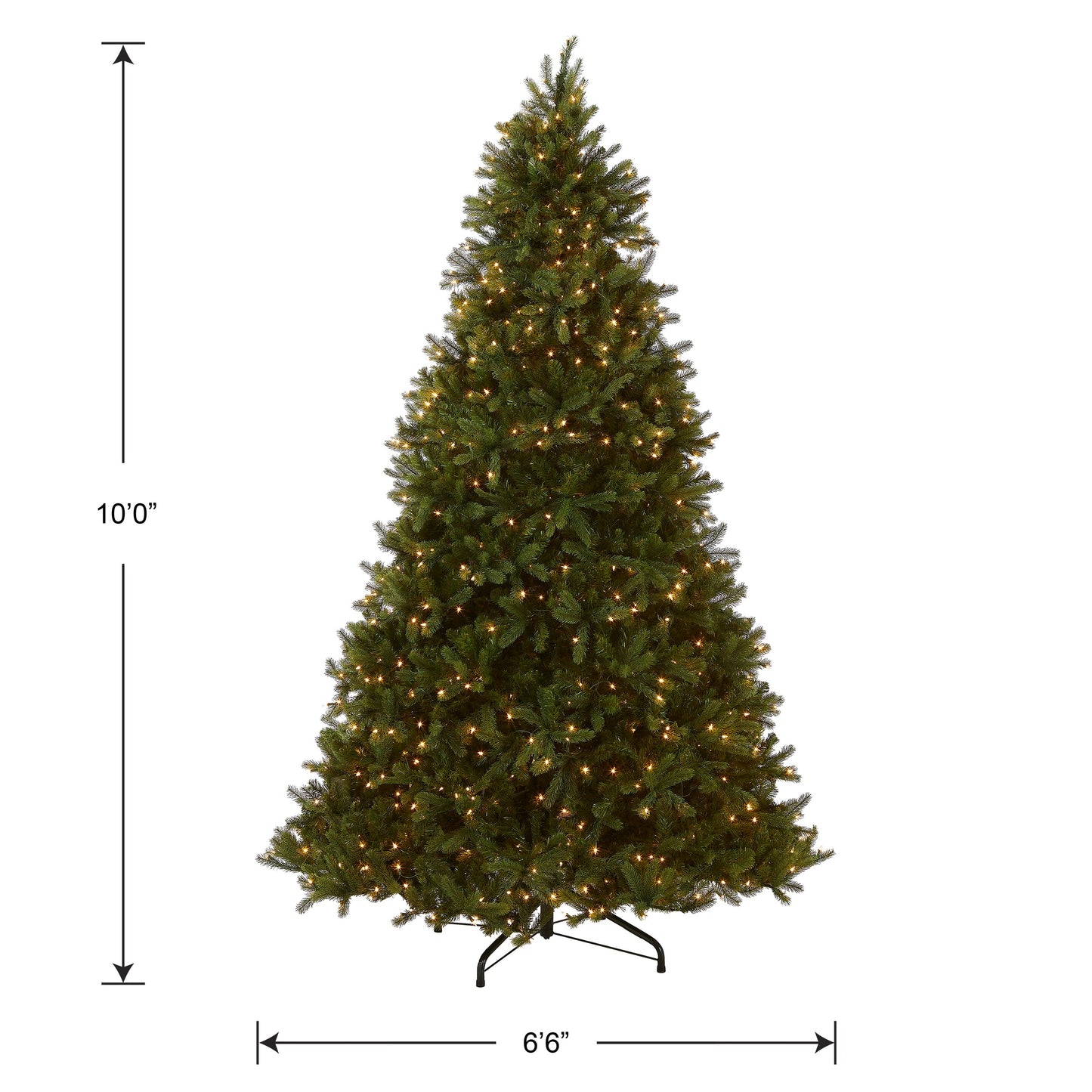 National Tree Company Pre-lit 'Feel Real' Artificial Giant Downswept Christmas Tree, Green, Douglas Fir, White Lights, Includes Stand, 10 feet