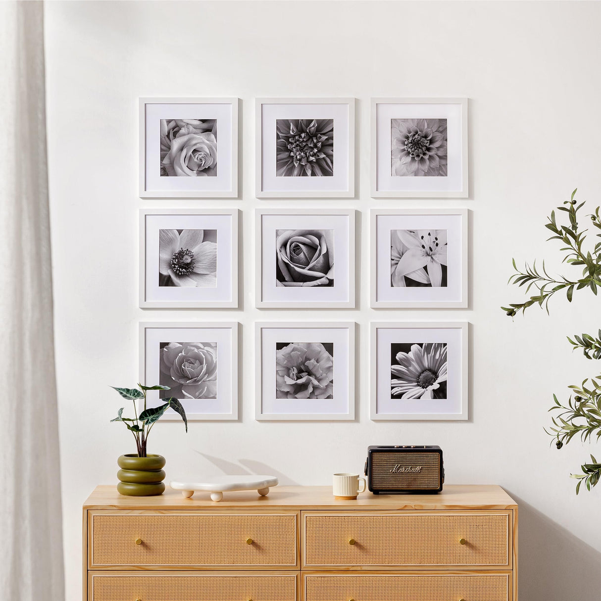 eletecpro 12x12 Picture Frames Set of 9, Classic Gallery Wall Frame Set Displays 8x8 Photo with Mat or 12x12 No Mat, Square Picture Frames Collage Wall Decor, White Home Decor for Hanging eletecpro