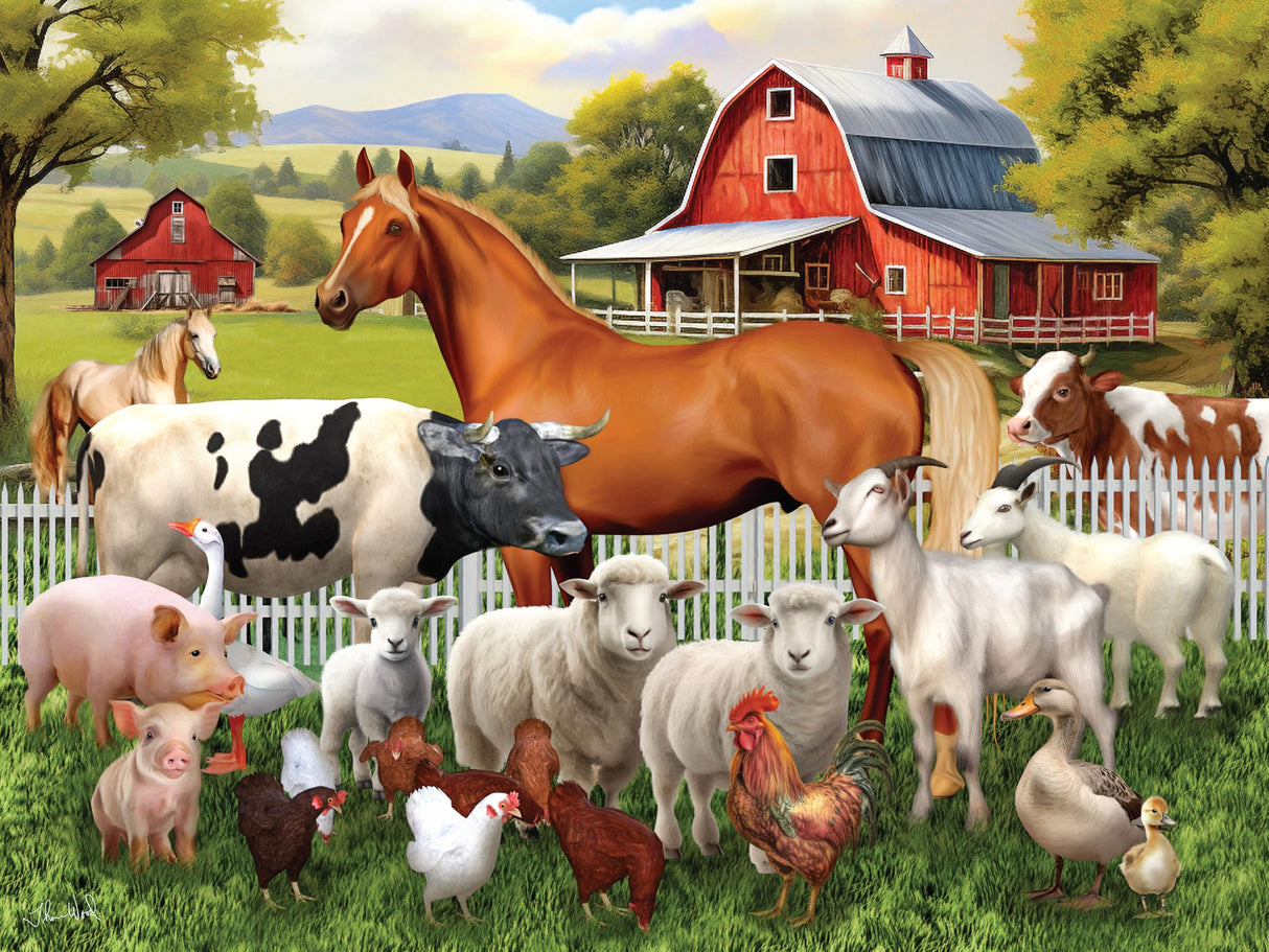 Ceaco - Tom Wood - Farm Animal Friends - 300 Oversized Piece Jigsaw Puzzle Ceaco