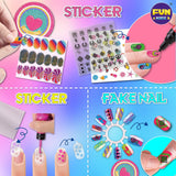 Kids Nail Kit for Girls Ages 7-12, FunKidz Ultimate 315Pcs Nail Polish Pens Combo Pack Size 17.91Wx12.4L Glitter Temporary Nail Supplies for Teens SPA Makeup Kit FUN KIDZ
