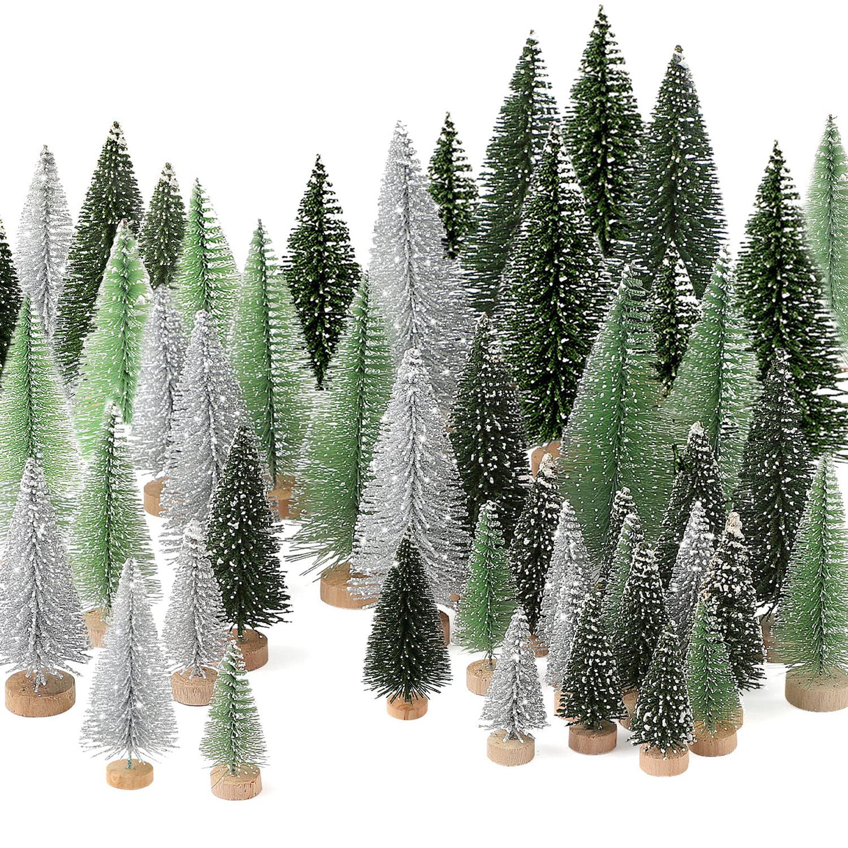 30Pcs Christmas Decorations Mini Christmas Trees, Artificial Christmas Tree Bottle Brush Trees with Wooden Base for Christmas Decor Christmas Party Home Table Craft hatisan