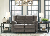 Signature Design by Ashley Tulen Modern Manual Pull Tab Reclining Loveseat, Dark Gray Signature Design by Ashley
