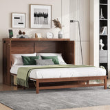 DaiNNCN Cabinet Murphy Bed with Storage Drawer and USB-Ports,Foldable Murphy Dresser Bed,Space-Saving,No Box Spring Needed,Queen Size - Walnut DaiNNCN