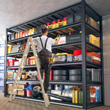 REIBII 60" W Garage Shelving 3500LBS Storage Shelves, 6 Tier Metal Shelves Adjustable Shelving Units and Storage Rack for Warehouse Commercial Pantry Garage Shelves, 60" W x 84" H x 24" D REIBII