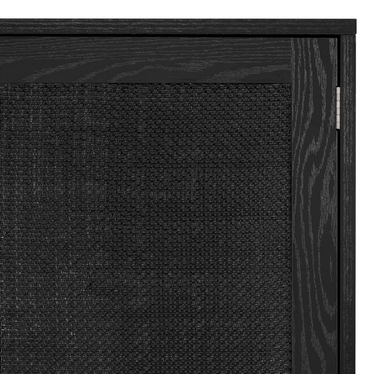 Finnhomy Sideboard Buffet Kitchen Storage Cabinet with Black Painted Rattan Decorated Doors, Dining Room, Hallway, Cupboard Console Table, Liquor/Accent Cabinet, 31.5X 15.8X 34.6 Inches, Black Finnhomy