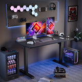 TIQLAB Computer Desk 47 x 24 inch, Modern Office Table with Bold T-Shaped Leg Design, Simple PC Gaming Desk, Study Writing Workstation, Black TIQLAB