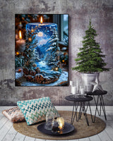 KINPLUB Christmas Candles Diamond Painting Kits for Adults Beginners, Winter Forest Snow Scenery Diamond Art Kits for Adults, DIY Full Drill Round Gem Art Dots for Home Wall Decor 12x16 Inch KINPLUB