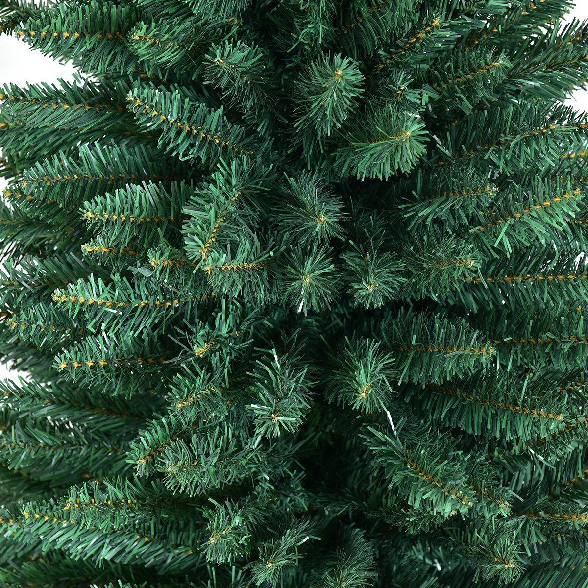 Artificial Pencil Christmas Tree, Premium Hinged Pine Tree with Solid Metal Legs, Perfect for Home, Shops and Holiday Decoration, Green (7FT)