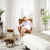 Yaheetech Leather Accent Chairs, Living Room Chairs Leather Large Armchairs Accent Chairs with Metal Legs for Living Bedroom Office Statement, Camel Yaheetech