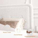 viplov King Size Boucle Bed Frame, Upholstered Platform Bed Frame with Adjustable Headboard, Anti-Collision Soft Rounded Corners, No Box Spring Needed, Easy Assembly, Noise Free, White viplov